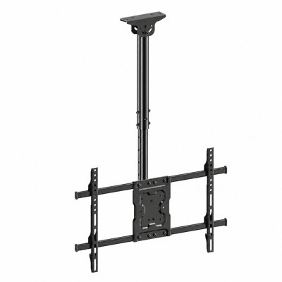 Support mural pour téléviseur au plafond (43" - 75"), rotation et inclinaison complètes, réglage en hauteur de 23 cm (9"), mise à niveau, supporte jusqu'à 60 kg (132 lb), noir