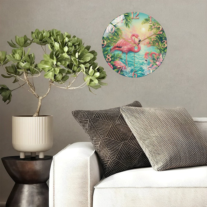 Horloge murale en verre 12 po Flamingo