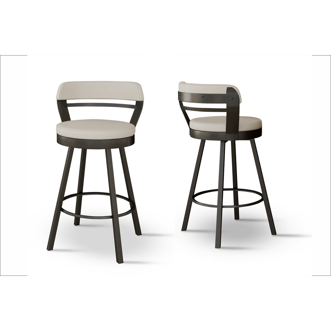 Neufeld Swivel Upholstered Counter Stool with Metal Frame (Set of 2) Trent Austin Design® 