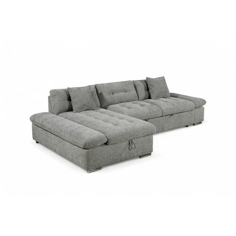 Aayush 4 Seater Sofa Bed, Grey, Left Hand Facing
