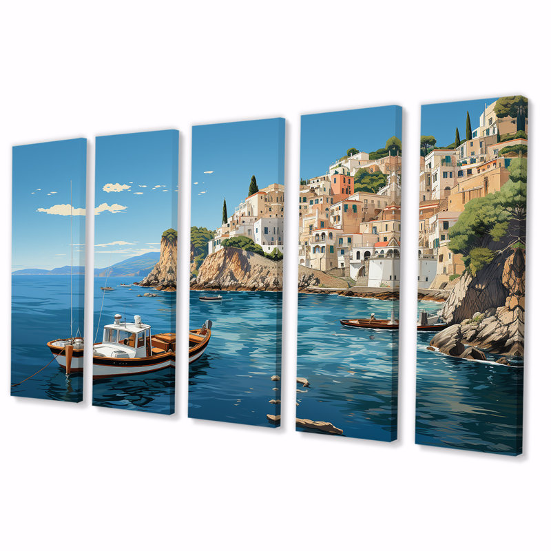 Art mural 5 pièces Capri, H 28 po x l 60 po