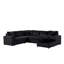 Canapé-lit modulaire Xely, méridienne de rangement, 3 coussins, velours côtelé noir de 123 po-121897289