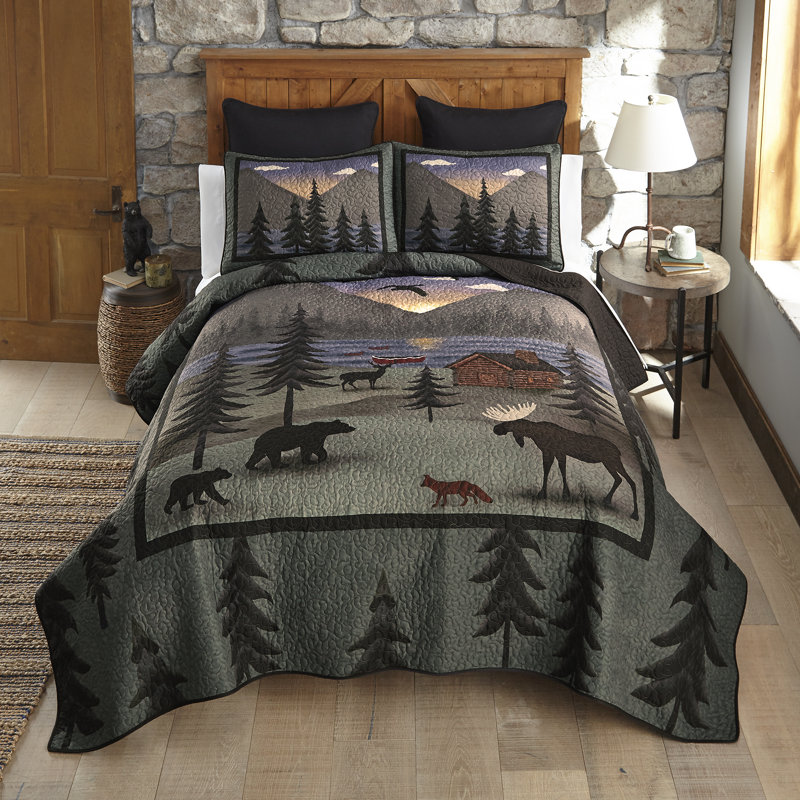 Donna Sharp Wild Retreat Rustic Lodge 3PC Queen Quilt Set, Queen Set