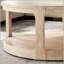 Grande table basse ronde ronde en bois de 40 pouces à 2 niveaux avec roulettes, style rustique Mid-Century pour le salon et le bureau