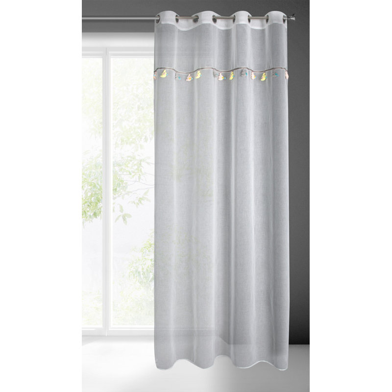 Barbonne Sheer Curtain Single Panel, White