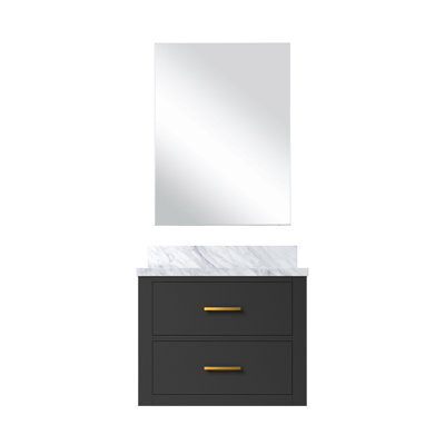 Meuble-lavabo noir en acrylique avec comptoir de 18 po Miroir - fermeture en douceur, bois massif, fabrication de panneaux avec plateau simple en contreplaqué et contreplaqué