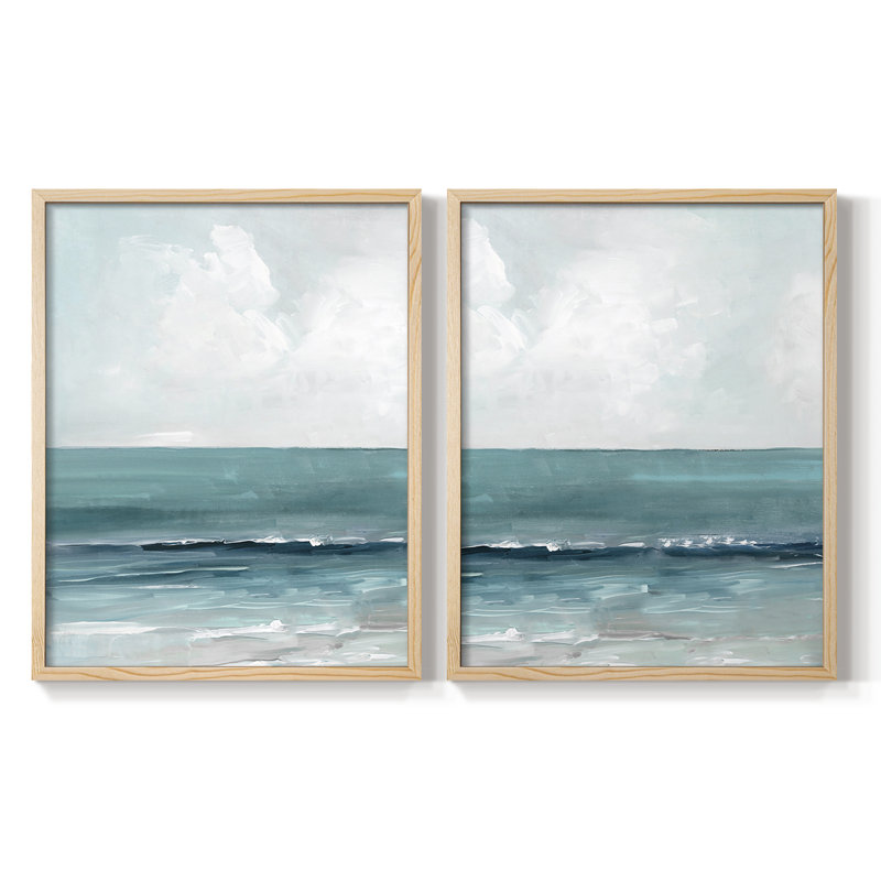 «Teal Seas I», reproduction encadrée de qualité supérieure - prête à être accrochée - aucun clou requis - aucun clou requis