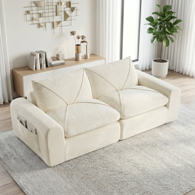 Canapé modulaire 2 places en chenille moderne, canapé de salon spacieux et confortable avec repose-pieds, canapé multifonctionnel pour un appartement en famille