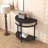 Half Moon Design End Table With Sliding Rattan Door,Elegant Semi-Circle Entryway Console Table