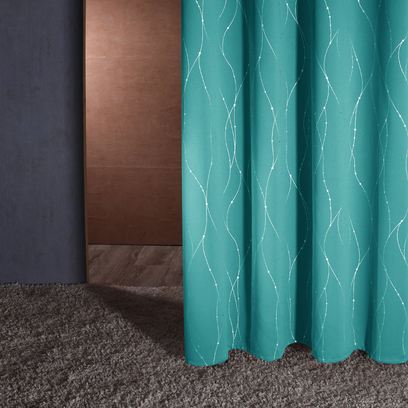 Turquoise Polyester Blackout Grommet Window Panels
