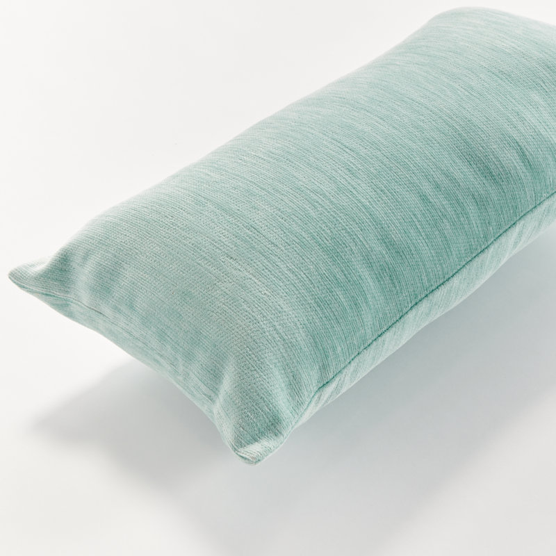 Suri Polyester Indoor/Outdoor Pillow Cover & Insert, 12"H x 22"W, Seafoam/White, Rectangular