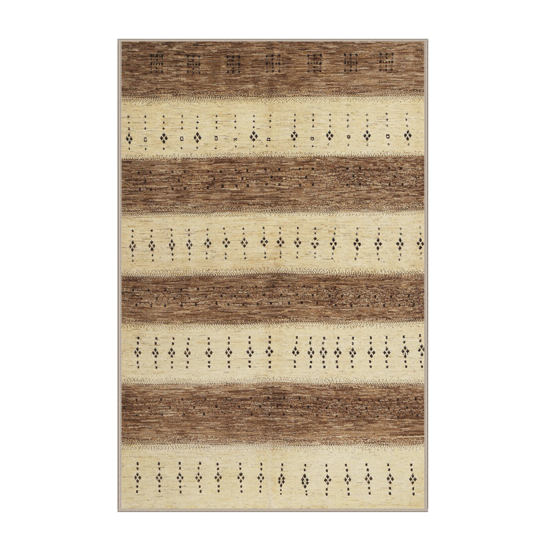 Tapis beige/brun contemporain Philllip, Rectangle 7 pi x 9 pi