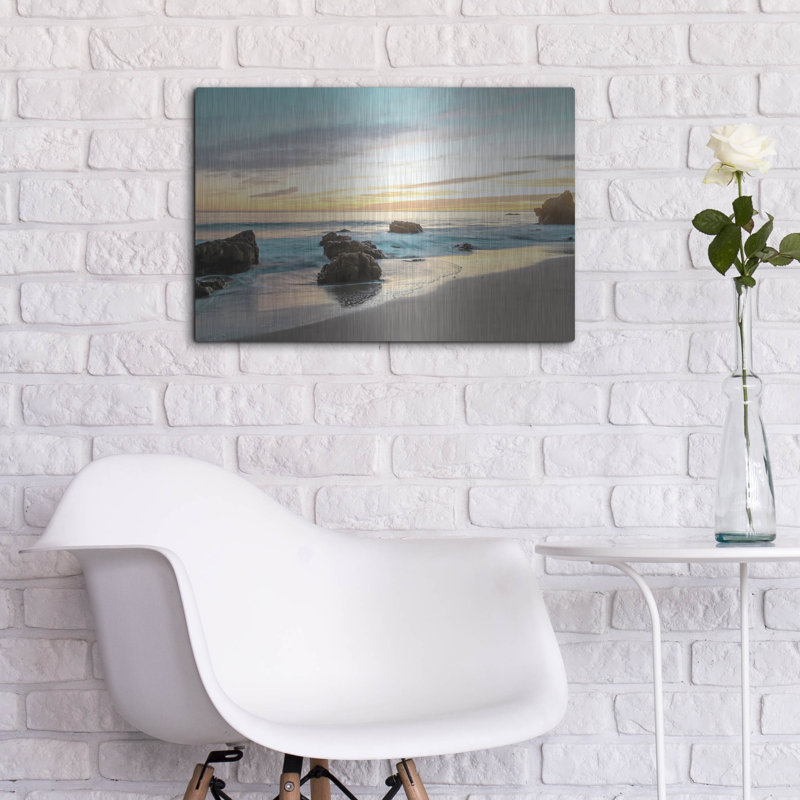 Art mural en métal luxueux «Malibu Sunset» par Elena Chukhlebova, 24 po x 16 po, H 16 po x l 24 po
