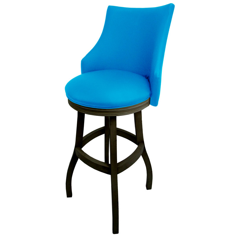 Tabouret pivotant en bois Ridfortore, Noir, Bleu Caroline, Tabouret de bar (hauteur du siège 34 po)