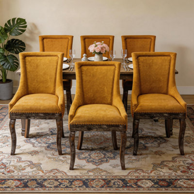Solid Wood Fabric Upholstered Dining Chairs Kitchen Chairs
