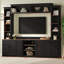 Grande armoire de divertissement de style campagnard noir avec tablette réglable en noyer pour téléviseur quatre en un