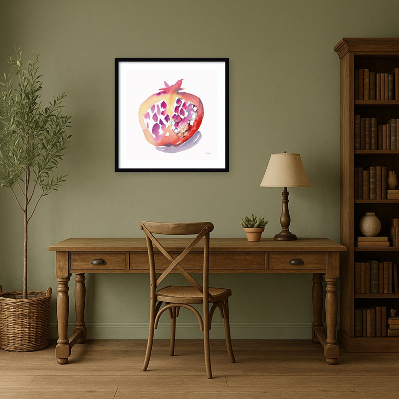 Impression sur bois encadrée «Pomegranate» par Kristy riz, 25x25