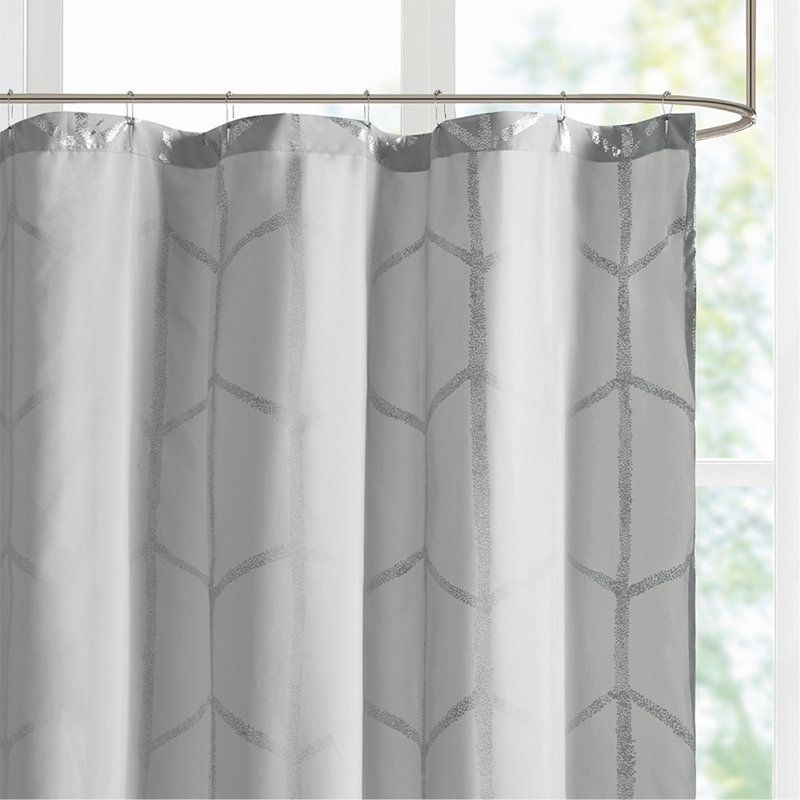 Rideau de douche imprimé métallique, Gris et argent