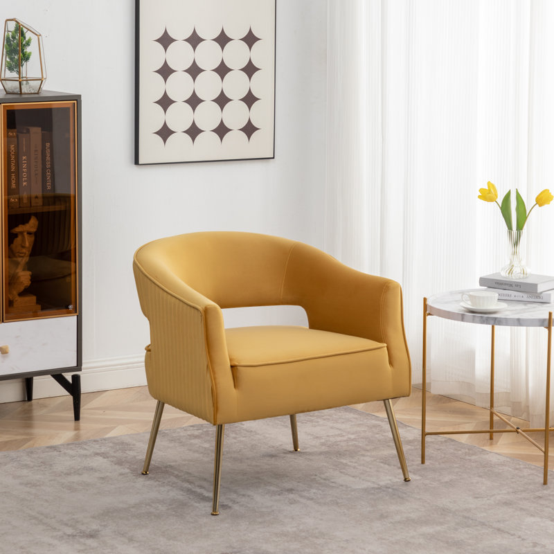 Chynna Velvet Armchair, Yellow Velvet