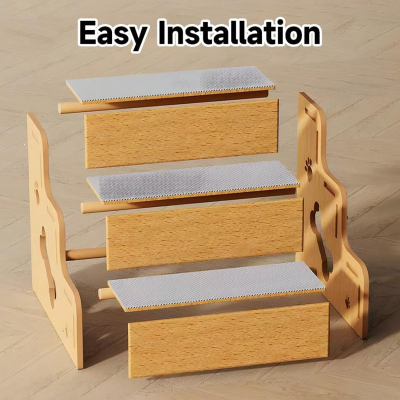 Escalier en bois antidérapant pour chien