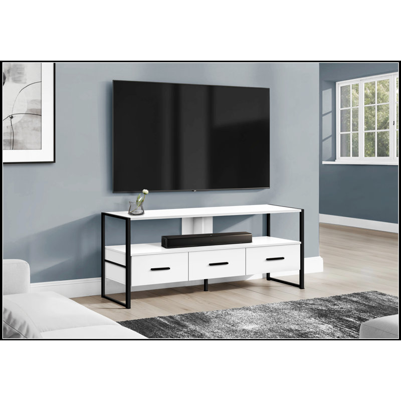 Meuble télé moderne de 48 pouces avec tiroirs de rangement, console multimédia contemporaine pour le salon et la chambre à coucher