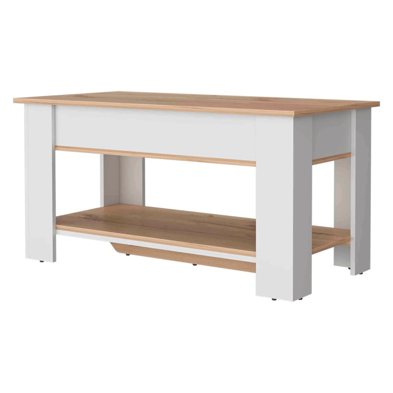 Daffodil Bench, Liftable Top And Lower Panel, White/Natural