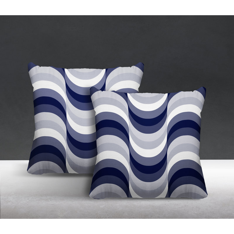 Coussin décoratif carré intérieur / extérieur Slivno, L 17 po x H 17 po, Bleu marine