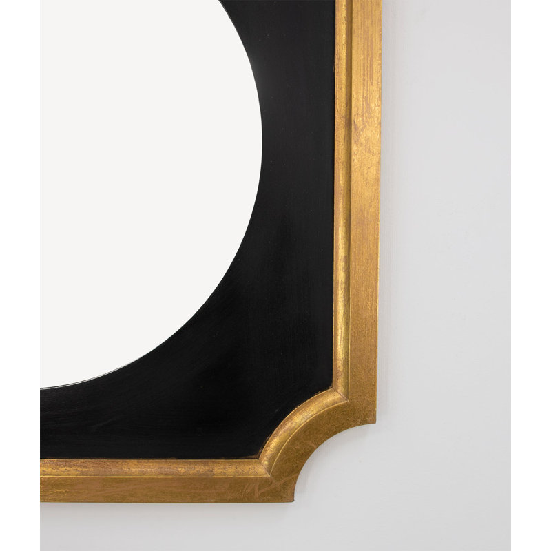 Zeke Square Wall Mirror, Black/Gold Leaf