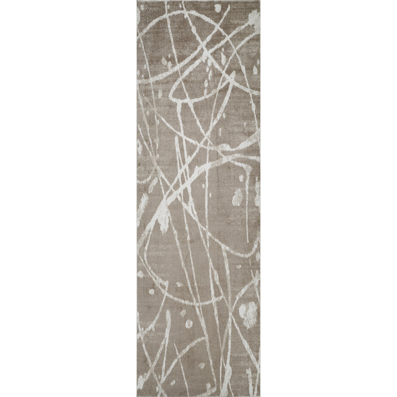 Machine Washable Archie Brown/Beige Rug, Runner 2'6'' x 8'