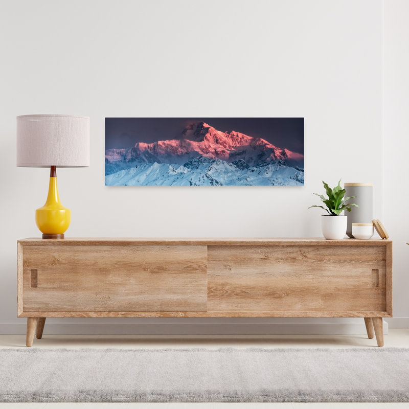 Mont Denali, paysage abstrait contemporain, art mural, H 36 po x l 12 po