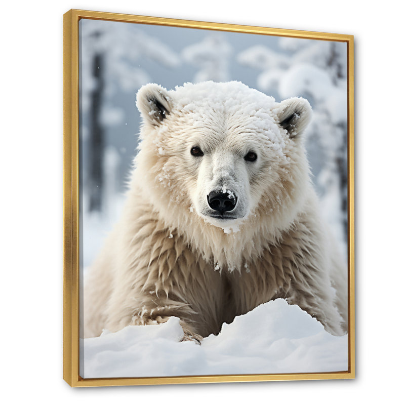 Beckah Alaska, rencontre polaire sur toile, H 44 po x l 34 po x P 1,5 po, Cadre flottant doré