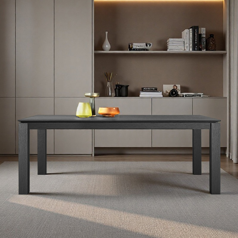 Rectangular minimalist desk with spacious tabletop, 29.53" H x 78.74" W x 37.4" D, Black