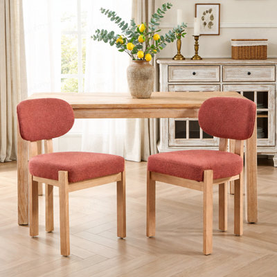 Ensemble de 2 chaises de salle à manger en bois, chaises de salle à manger rembourrées en tissu, chaise de salle à manger de style maison de campagne