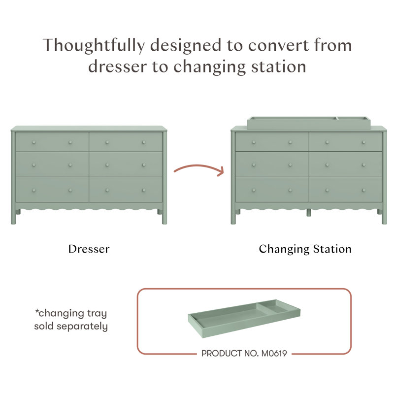 Swell 6-Drawer Assembled Dresser, Green