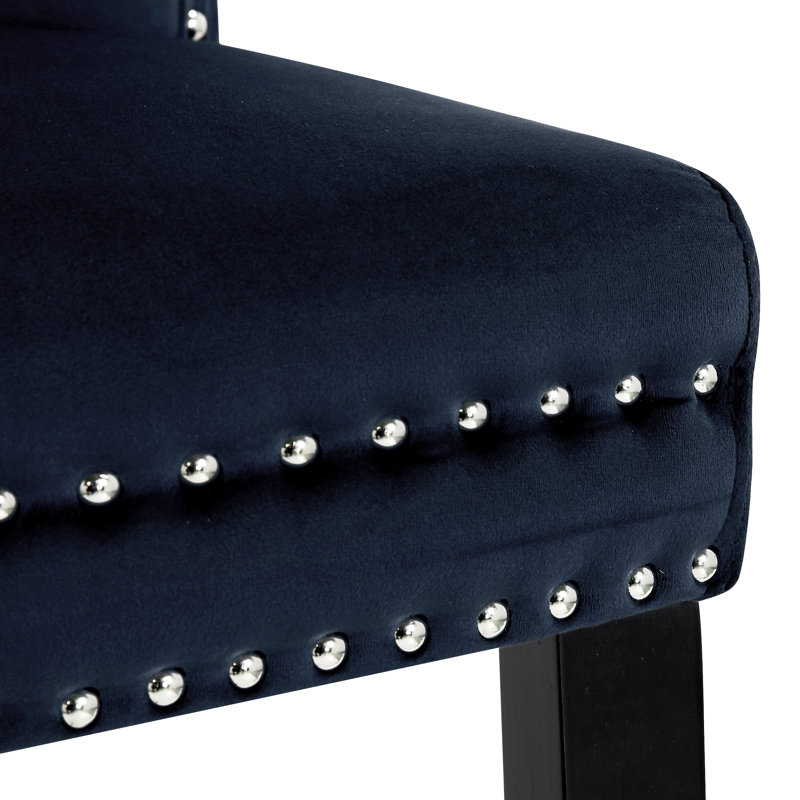 Kirsten 19.75'' H Tufted Velvet Upholstered Side Chair, Navy Blue