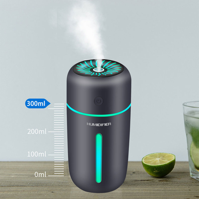 Colourful Car Humidifier 2024 Chargeur USB amélioré Aromathérapie Nébuliseur Humidificateur 300 ml, Black