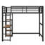 Lit mezzanine en métal avec bureau intégré et tablettes de rangement