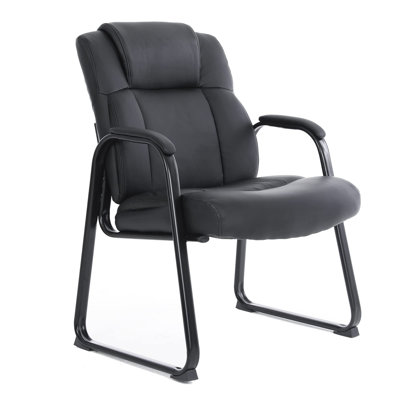 Stackable Leather Seat Waiting Room Chair with Metal Frame
