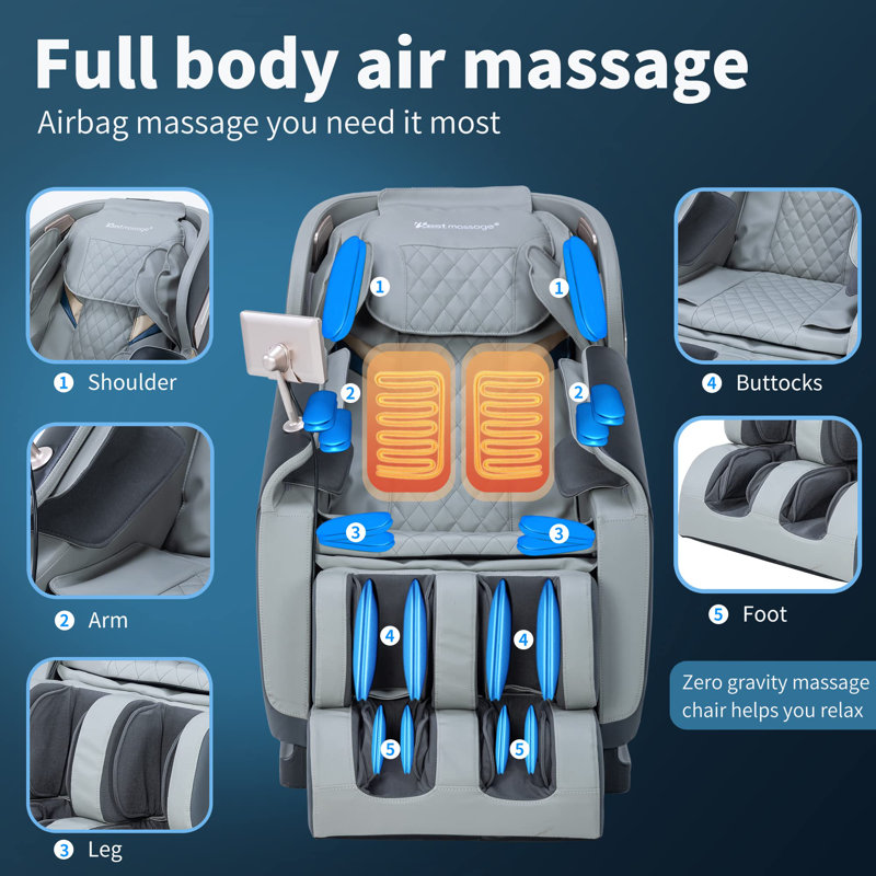 Fauteuil de massage chauffant en similicuir, Similicuir gris