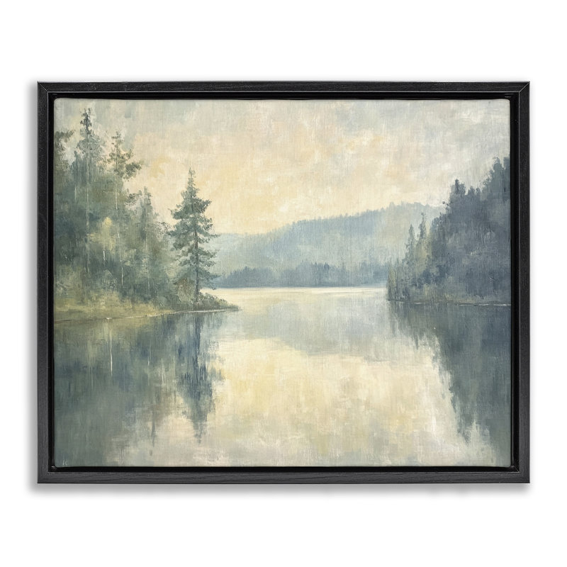 Cadre flottant, paysage de montagne, par Petal Prints Design, Cadre flottant noir de jais, H 17 po x l 21 po