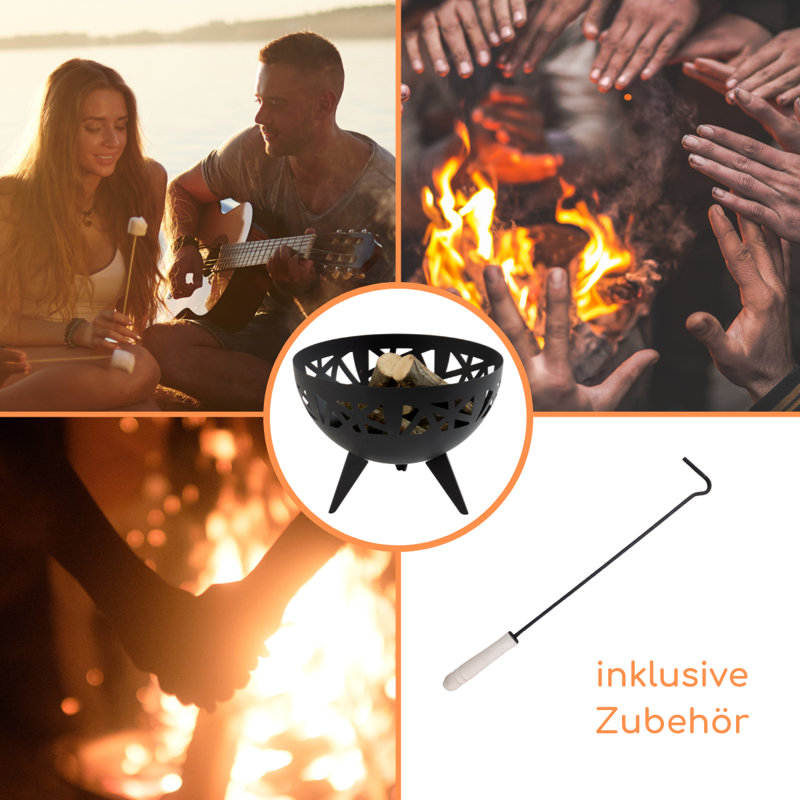 Tobago Round Steel Smokeless Fire Pit, Black