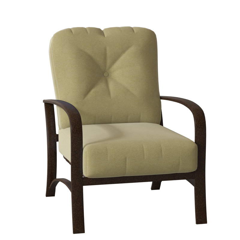 Fremont Outdoor Lounge Chair, Canvas Heather Beige Sunbrella® Canvas, Chestnut Brown