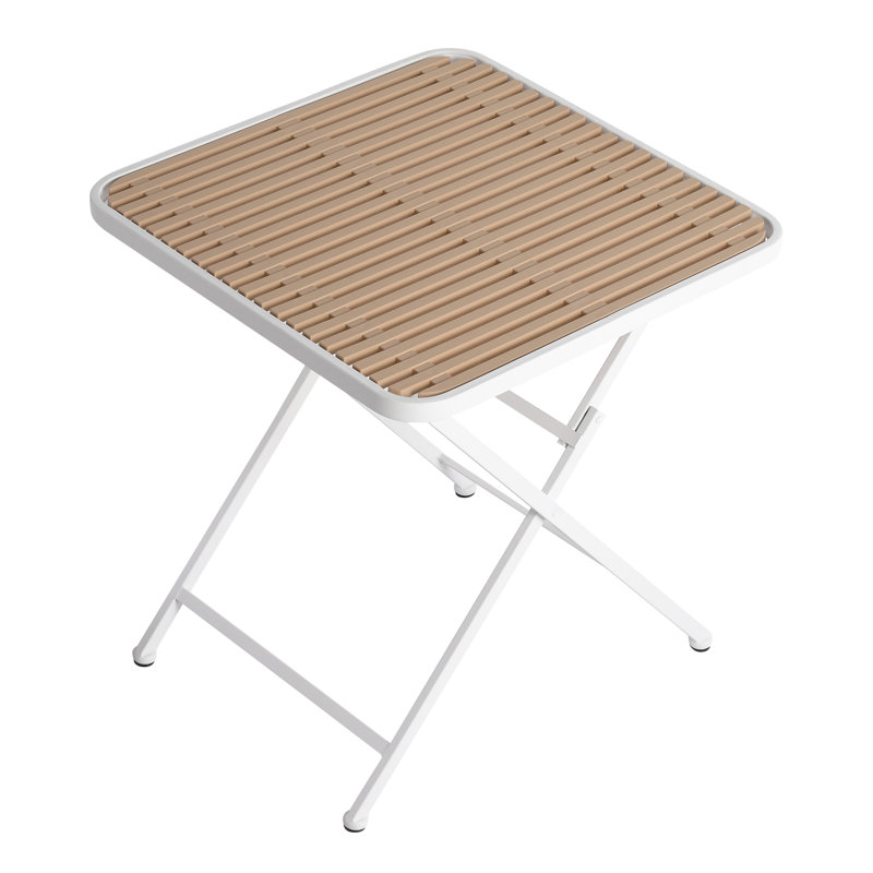 Folding Square Table, Polypropylene And Metal, Indoor Outdoor Use, Khaki, - Stabilized, No Installation Work Needed Stable Outdoor, Smooth Surface