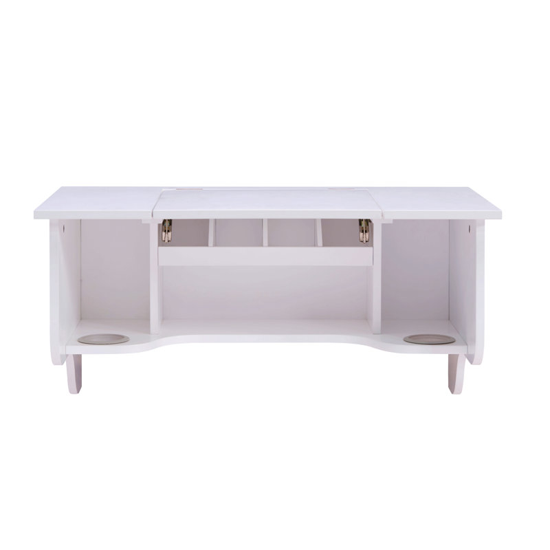 Wall Mount Ledge W/ Vanity Mirror - Transitional Style - White