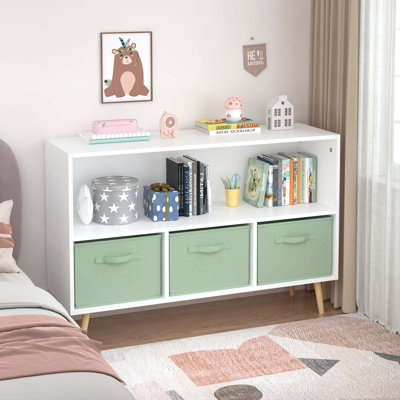 Bibliothèque pour enfants avec tiroirs en tissu pliables, présentoir à livres pour enfants, armoire de rangement pour jouets
