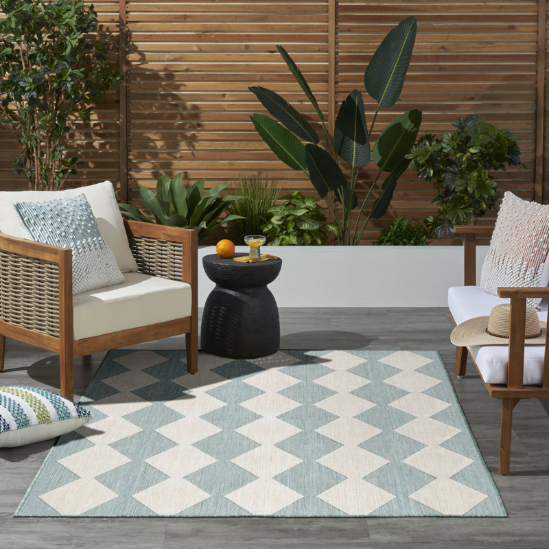 Positano Indoor/Outdoor Area Rug, Rectangle 5' x 7', Sky Blue