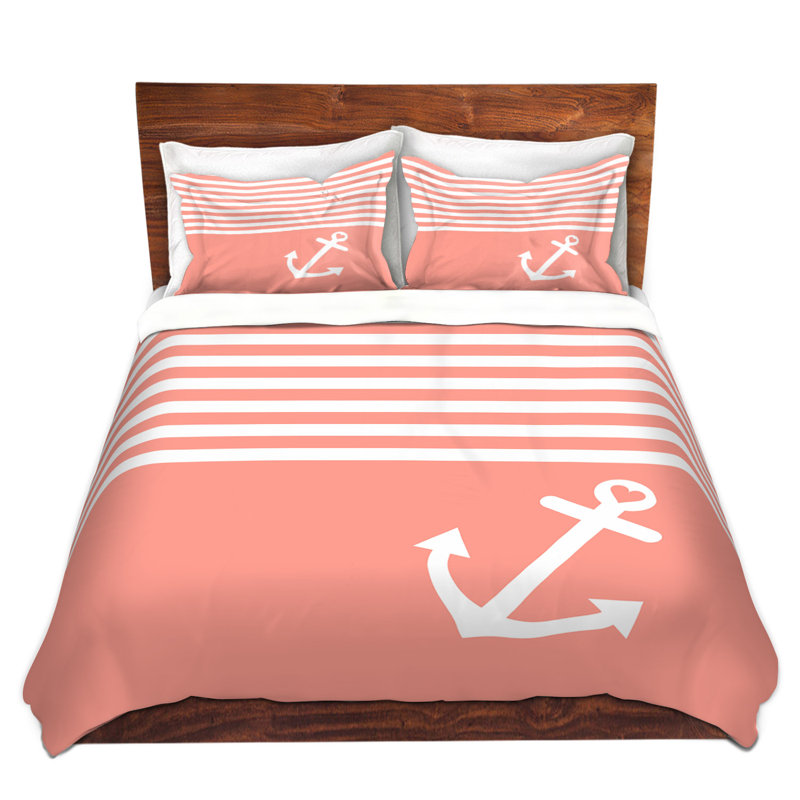 Polyester Duvet Cover, 1 Queen Duvet Cover + 2 Standard Shams, Coral