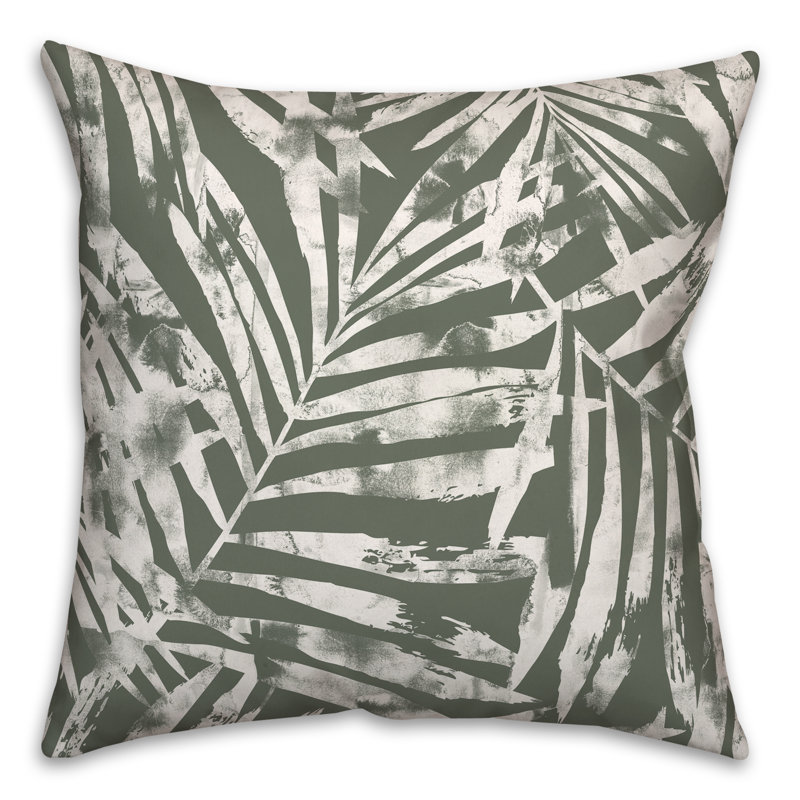  Coussin décoratif floral intérieur / extérieur en polyester, Sauge, H 18 po x l 18 po