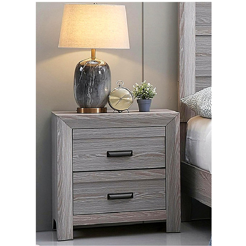 Table de bout de table de chevet 1pc avec deux tiroirs de rangement, Gris