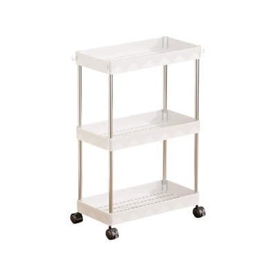 Wide Storage Carts Rack Three-Tier Miscellaneous Storage Unit Dorm Room Storage Solution Narrow Space Storage Rack
